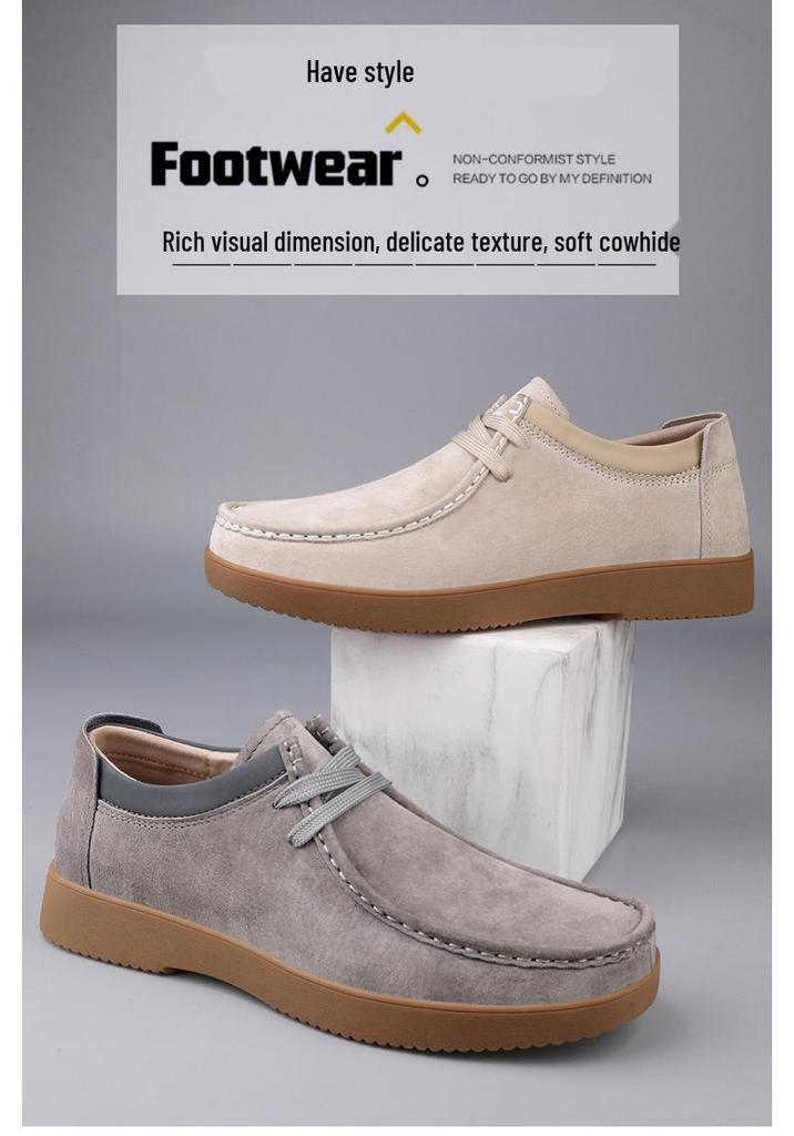 Cross Genuine Leather Men's Loafers - Retro, Soft Sole, Breathable, Trendy, Versatile Casual Shoes (Available in Sizes 45-47)