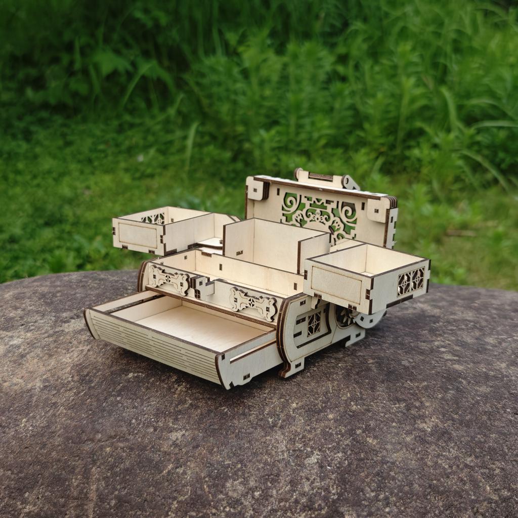 DIY 3D Treasure Box Wooden Puzzle Game Assembly Gift Gift Adult Building Block Jewelry Box