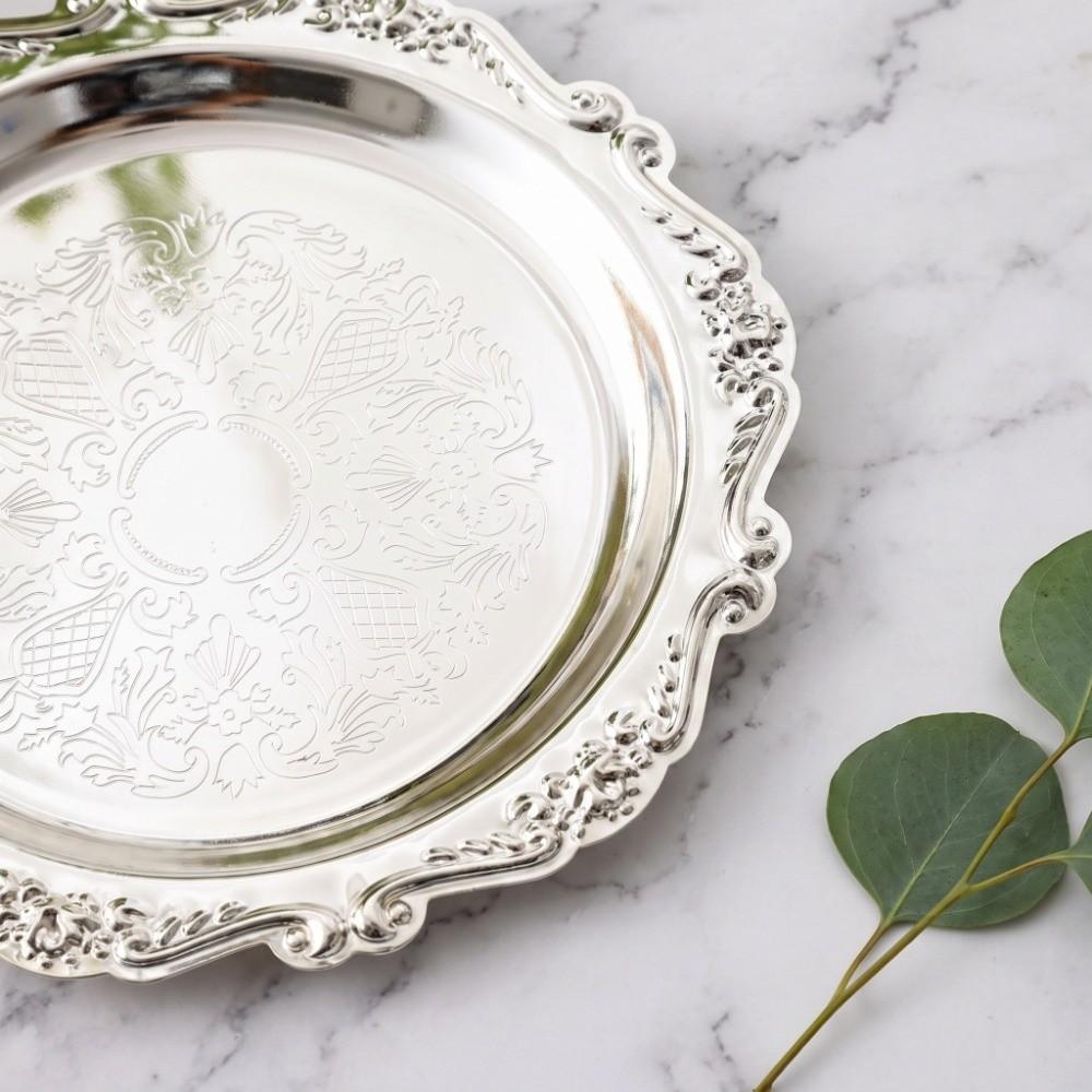 2pcs 4 Inch Diameter Metal Serving Plate Golden Color Dessert Cake Dish For Wedding