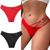 1PC Triangle Panties Breathable Underwear Mature-Fitting Hand Washable Exquisite Thin-strapped Design Daily Wear Black/Red