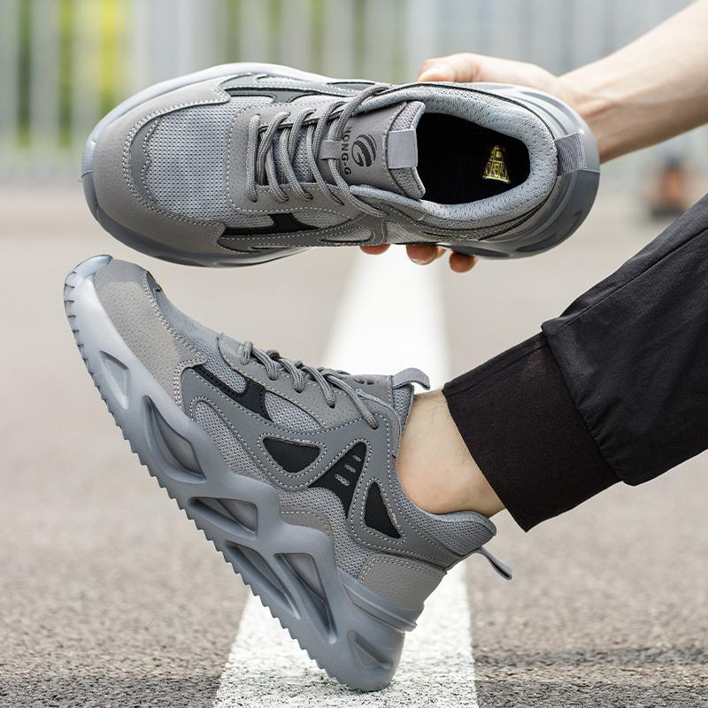 Unisex Work Shoes Lightweight Steel Toe Safety Boots Breathable Anti-Smash Sneakers All-Season Casual Footwear for Exploitation