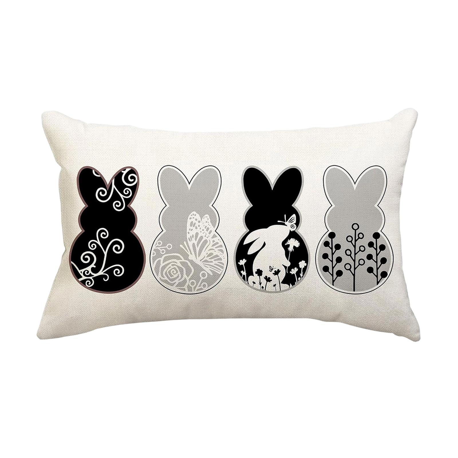 12*20 Inch Easter Polka Dot Love Heart Bunny Throw Pillow Cover, Bow Rabbits Cushion Case Decoration For Sofa Couch One Size