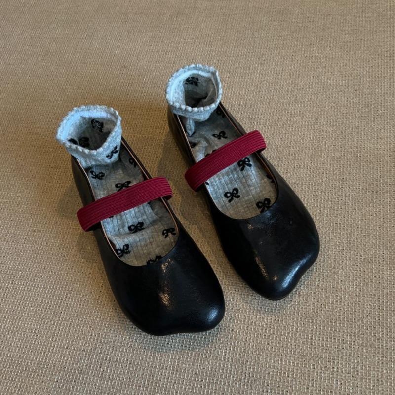 

Sheepskin version~ Special-shaped head flat-bottomed ballet single shoes, women s shallow mouth with retro temperament Mary Jane shoes 40