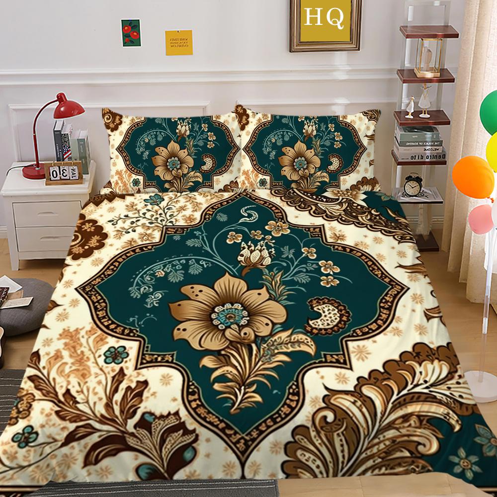 Set Biancheria da Letto Matrimoniale Alta Qualità Fiori Stampa 3D Copriletto Donna Decorazione Camera da Letto