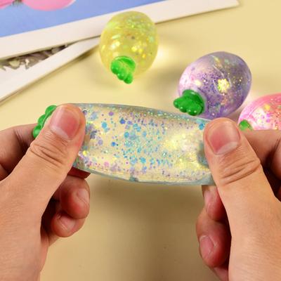 1/2/3/4Pcs Mini Radish Squeeze Toy Stress Relief Clear Glitter Radish Stress Sugar Ball Sensory Toy Decompression Fidget Toy Party Favors