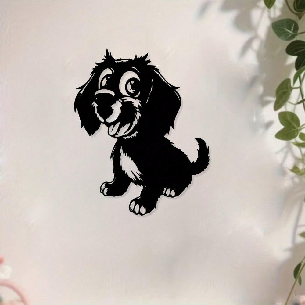 1pc Rust-Resistant Puppy Metal Wall Art, Dog Lover Gift for Living Room & Garden Fence