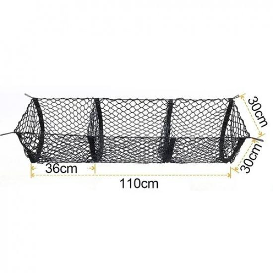 Car Three-pockets Cargo Net Trunk Bed Organizer Mesh Storage Bag Accessories