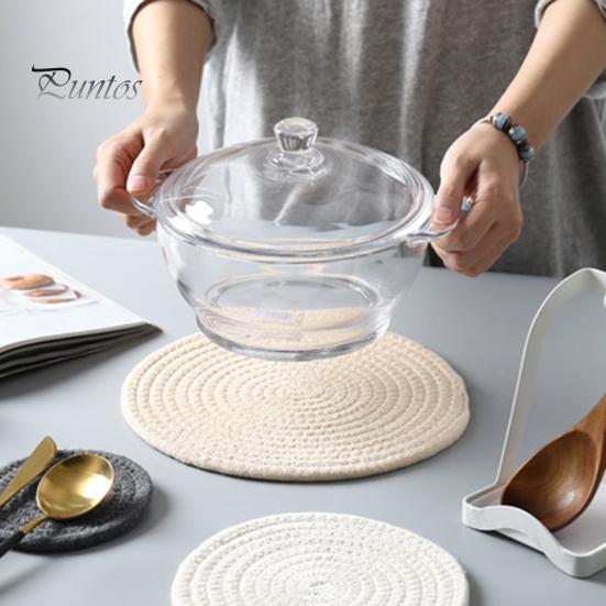 Soft Cotton Woven Coaster Set Heat Insulation Anti-Scald Water-absorbent Noise-reducing Cotton Cup Mat