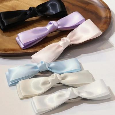 Magnifiques Barrettes Nœud Papillon Couleur Unie Père Noël 15cm Grand Nœud Papillon Double Couche Pinces à Cheveux Queue de Cheval Femme Accessoires de Tête