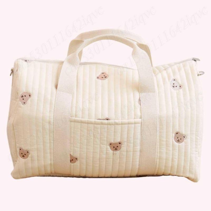 Baby Diaper Bag Embroidered Nappy Organizer Messenger Bag Cute Cartoon Shoulder Bag with Zipper Luggage Tote Bag for Travel