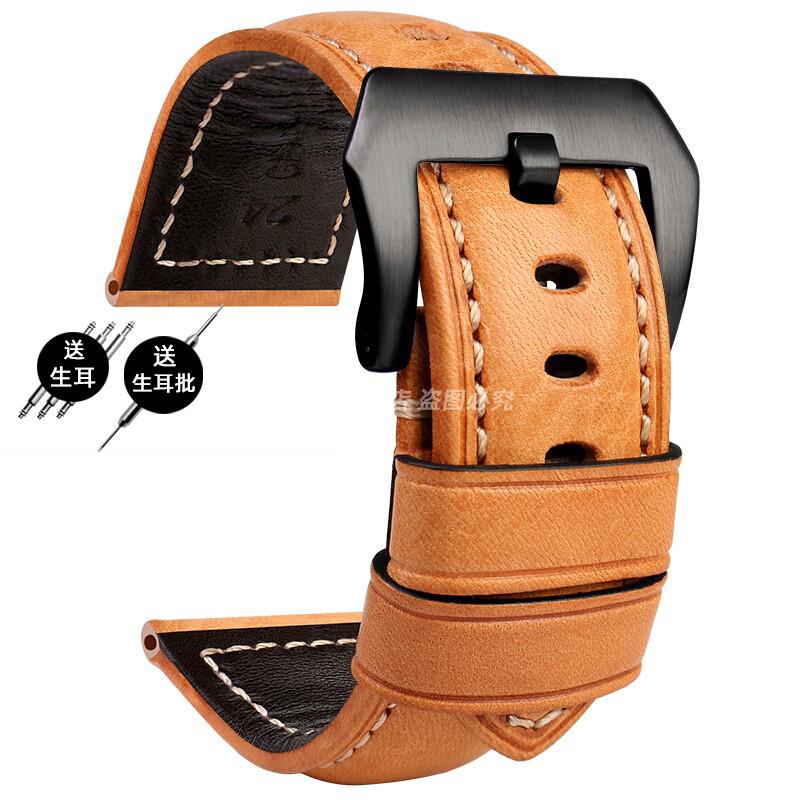 For Panerai PA441 PAM01661 Lumino Watch strap with thickened Italian cowhide Watchbands Vintage Watch Band male Bracelet 22 24MM
