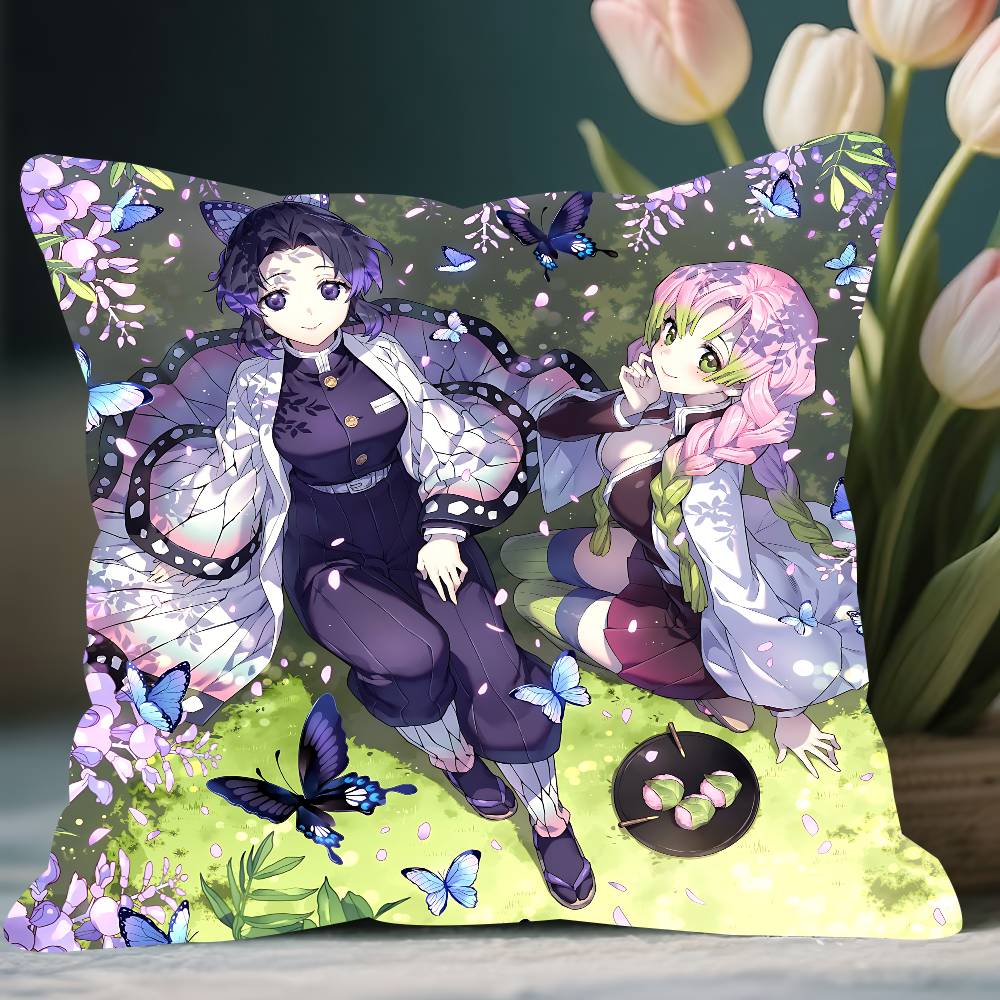 Kochou Anime Shinobu Наволочка Съемная Моющаяся Наволочка – Мягкий Лен Для Всех Сезонов 12x12Inch