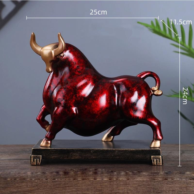 Resin Handicrafts Simulation Animal Sculpture Cattle Bull Golden Ox Decorative Figurines Home Decoration Accessories