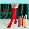 Damen Korallfleece Weihnachtsstrümpfe Warme Oberschenkelstrümpfe Über Knie Weihnachtsmann Elch Elf