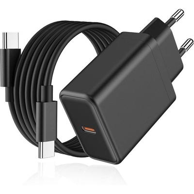 25W Fast Charger - E.F.CONNECTION - Compatible Samsung S26 Ultra S25 Plus S25 Fe S24 S23 - 1M USB-C Cable - Black