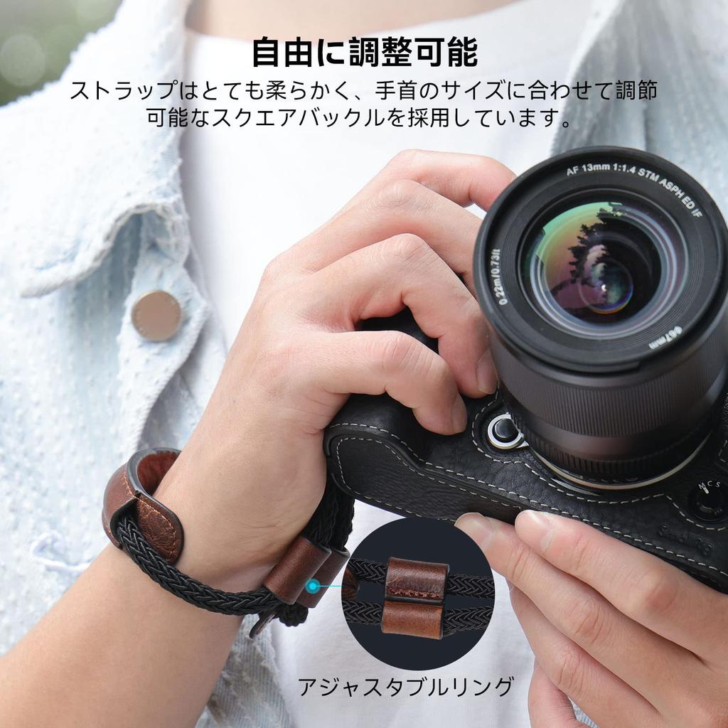 SMALLRIG Universal Leather Camera Wrist Adjustable Camera Hand Strap for Fujifilm and Mirrorless Brown 3926 Strap, X-T5, DSLR, SLR, Cameras, -