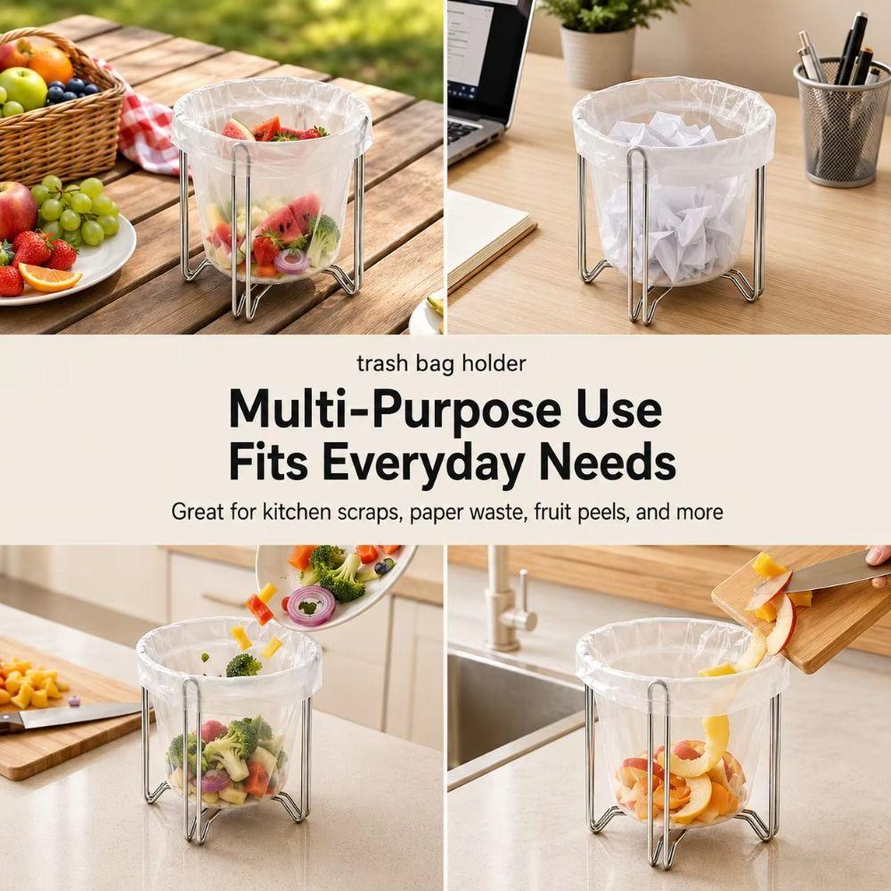 304 Stainless Steel Garbage Bag Rack Portable Kitchen Sink Strainer For Food Waste