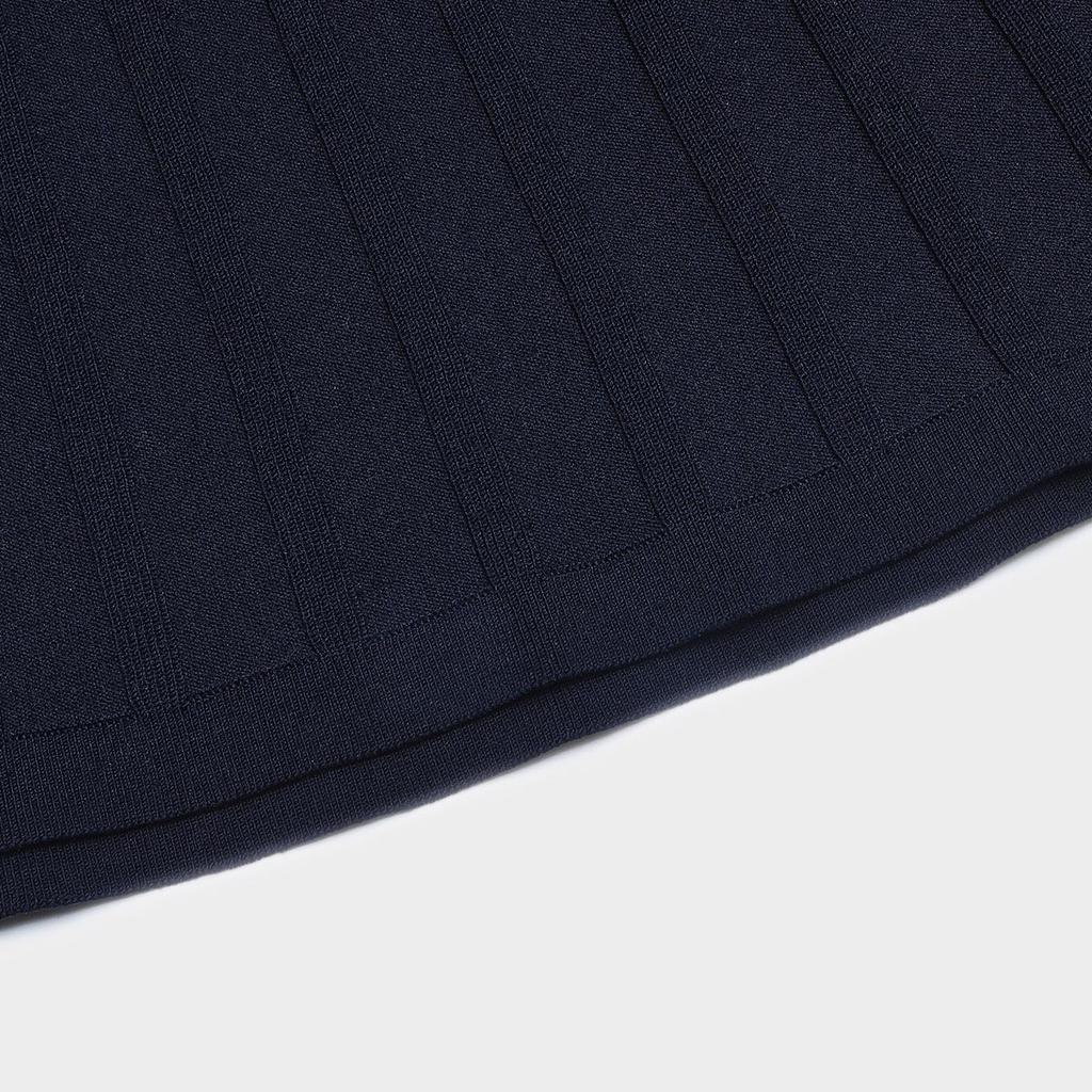 Fila Solid Color Polo Neck Knitted Long Sleeve Dress Women Dresses Legendary-Blue F11W411308F-NV