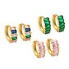 Hot Sale Multicolor 18K Gold Plated Brass Geometric Hoop Earrings Women's Fashionable Crystal Circle Rainbow CZ Featuring Zircon