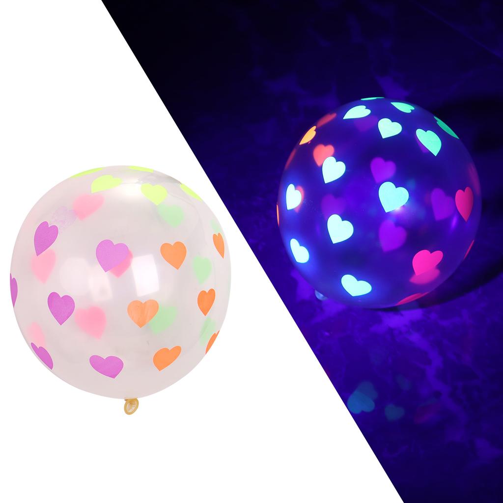 10PCS 12inch Fluorescent Balloon Glow In The Dark Glow Luminous Love Heart Latex Baloon For Wedding Birthday Party Decoration