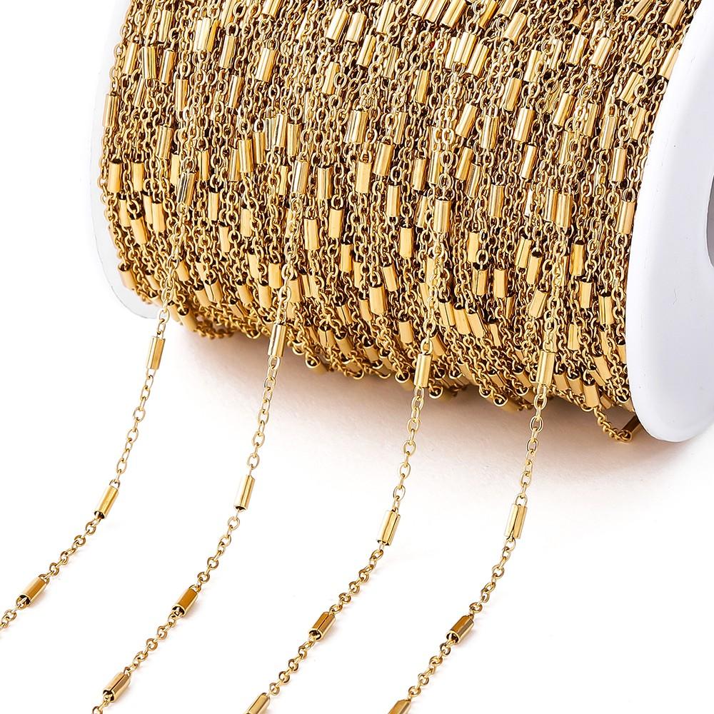 2Meters/Lot Stainless Steel Chains Gold Color Chain for Jewelry Making DIY Necklace Bracelet Accessories Lips Beads Beaded Chain