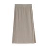 Women Midi Skirt High-Waisted Solid Color Casual Style Knitting Skirt Autumn Winter Side Split Hem Skirt Versatile Daily Wear