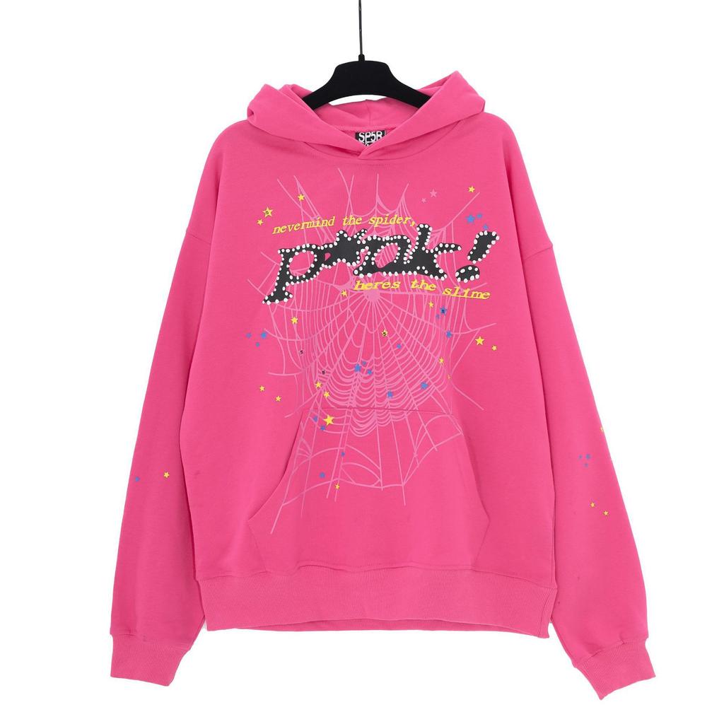 American high street trendy brand Sp5der letter star printed hoodie for men and women of the same sweater pants set wholesale