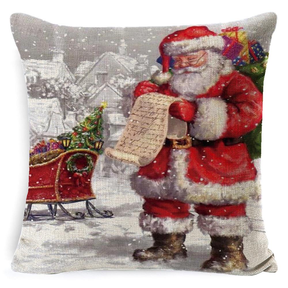 Christmas Linen Pillow Case Home Nap Lumbar Cushion Pillow Sofa Bedside Cushion Pillow Case