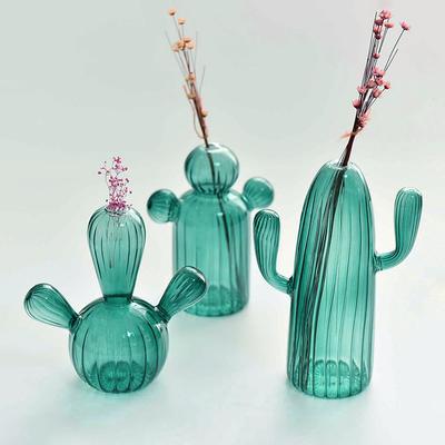 1PC Cactus Shaped Glass Vase Home Desktop Decor Hydroponics Plant Vase Creative Multiple Options Available
