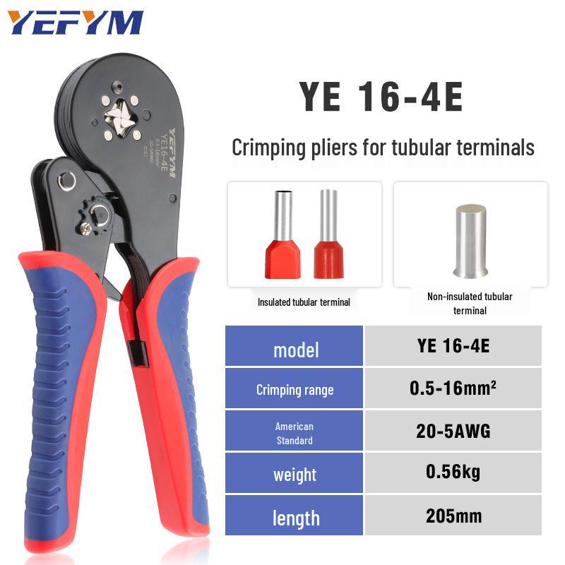 YE16-4E 4-Sided Cold Crimping Pliers for 16 Square Pin Terminals