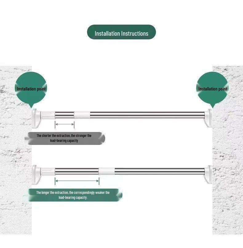 No-Drill Telescopic Clothes Drying & Hanging Rod - Anti-Slip Shower, Curtain & Wardrobe Solution