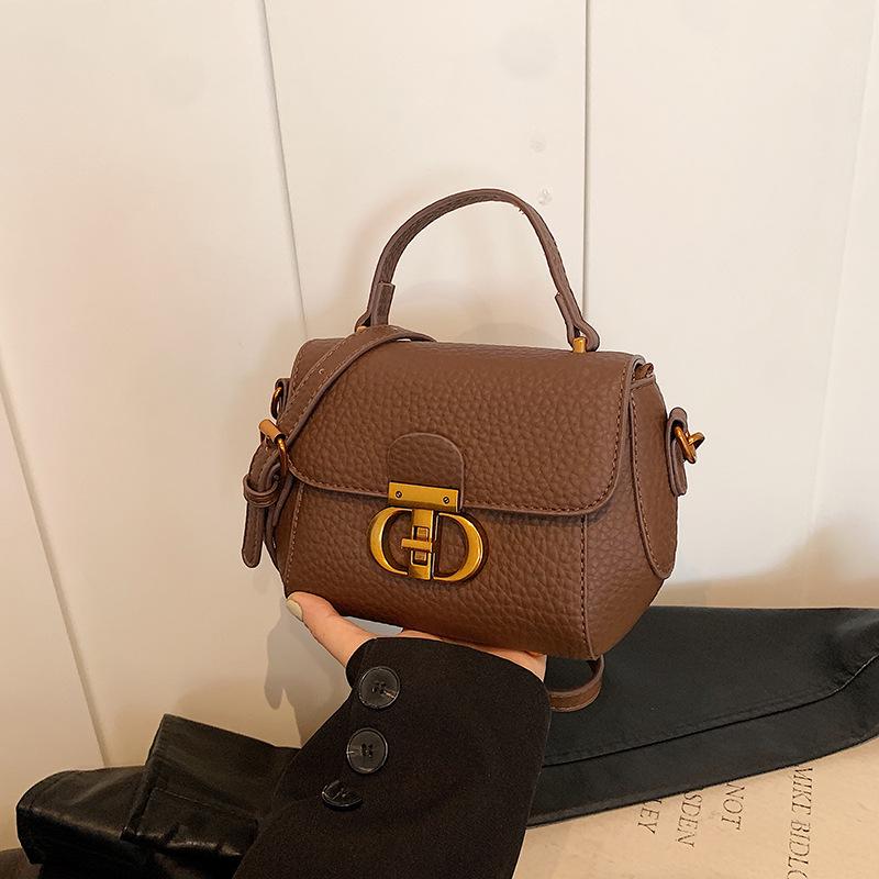 Женская модная ретро-сумка 2025 - Стильная маленькая квадратная сумка через плечо кофейный