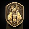 Zhenrong Anubis 18k Gold-Plated Men's Ring - Creative Ancient Egyptian Mythology Design with Jackal Head and Human Body.