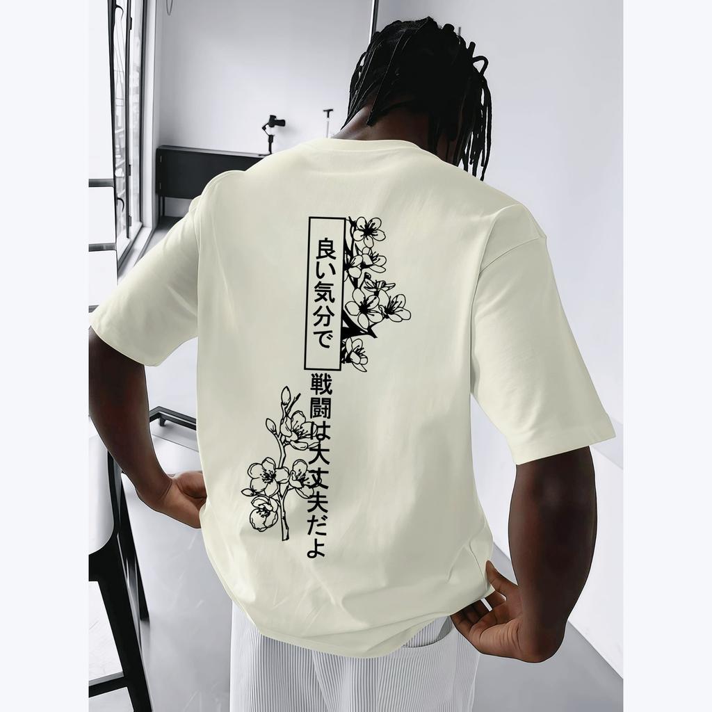 Kanji Cherry Blossom Minimalist Graphic Tshirt Unisex Unisex Harajuku Streetwear Aesthetic Casual Cotton Short Sleeve Tops