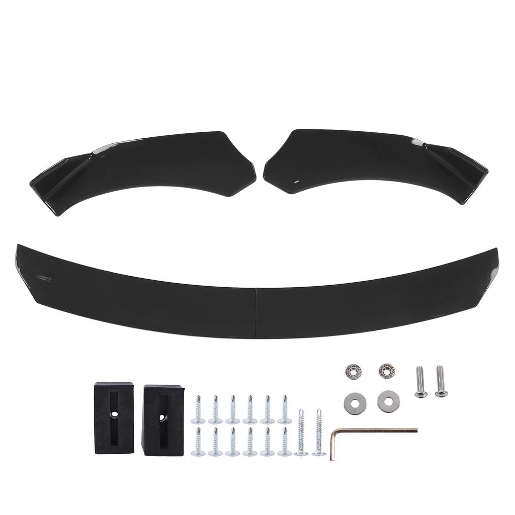 4PCS Front Bumper Lip Kit Spoiler Splitter Fourpart Form for Car Modification Front Bumper  (Glossy Black )