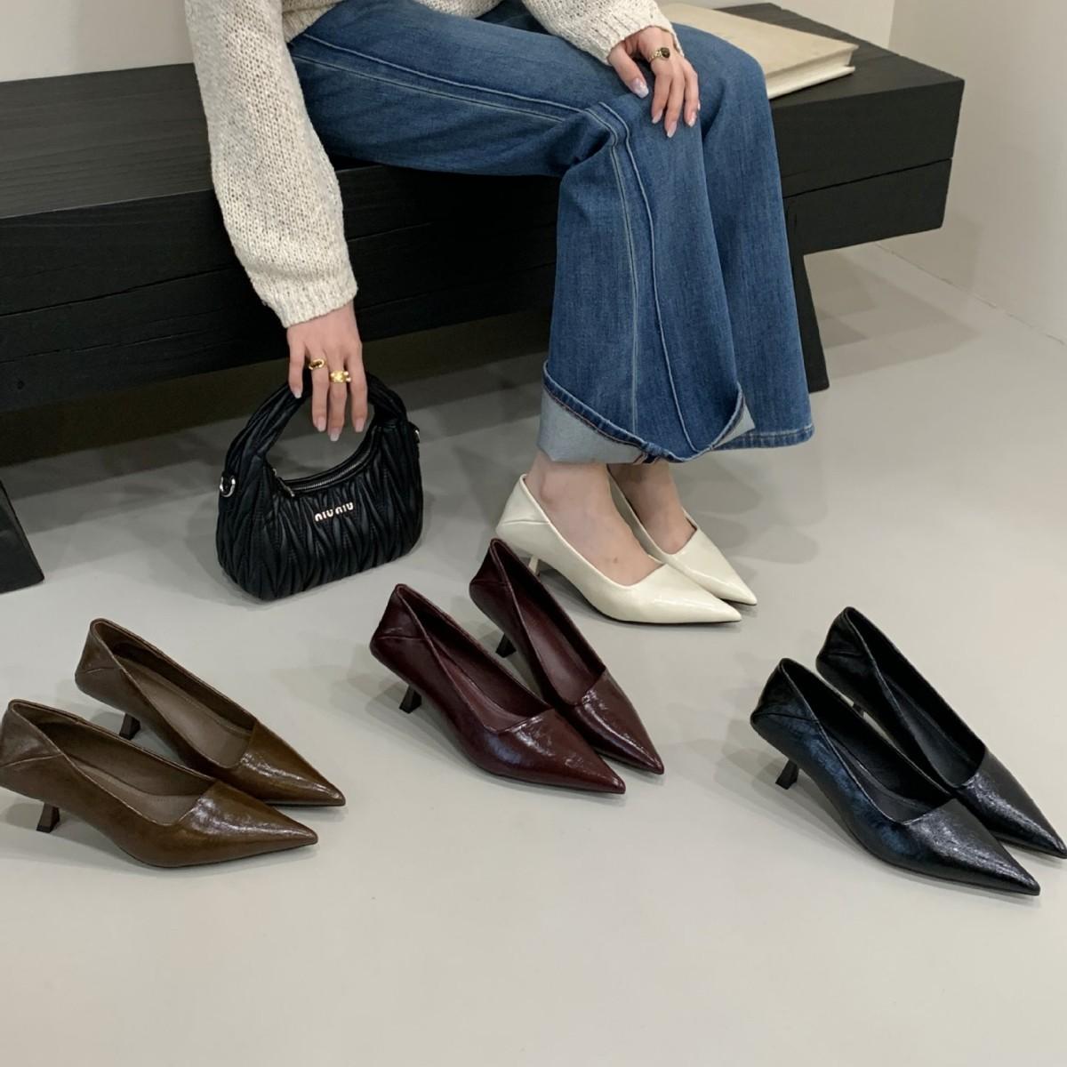 

2025 new pointed shallow mouth soft sole foot cover versatile OL fashion commuter work women s shoes 39 кофейный