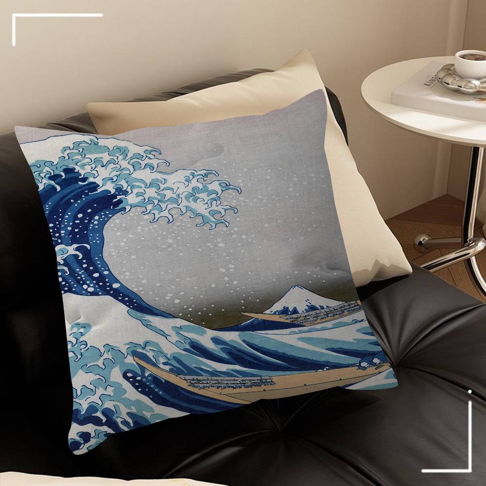 Vintage Ukiyoe The Great Wave Off Kanagawa Pillowcase Toon Gift Cushion Cover Bedroom Home Sofa Chair Seat Decor Pillow Case
