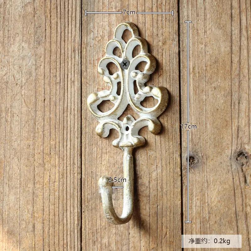 Retro Iron Art Cast Iron Hook Courtyard Garden Outdoor Wall Decoration Clothing Store Clothing Hat European Style Clothes-hook