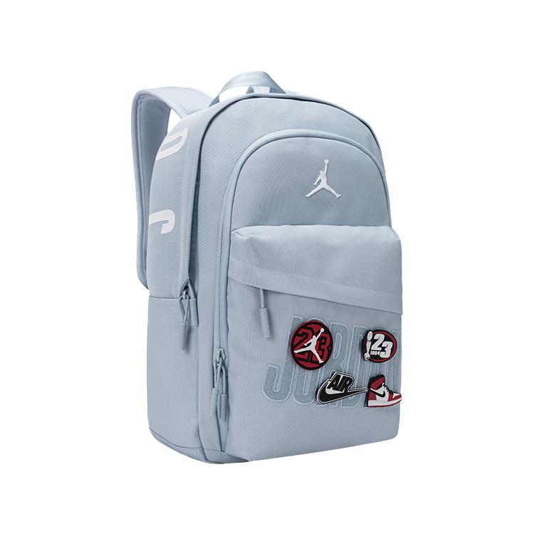 Jordan Velcro Badge Casual Fashion Versatile Polyester Backpack Medium Unisex backpack Gray Blue JD2533232PS-005
