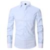 Camicia da uomo francese da lavoro: Stile twill a righe blu a maniche lunghe