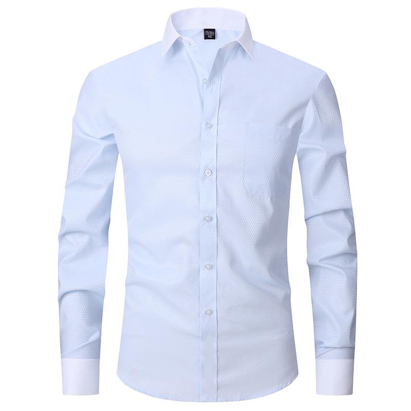 Camicia da uomo francese da lavoro: Stile twill a righe blu a maniche lunghe