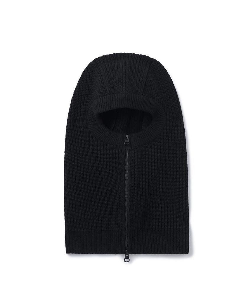 MUSINSA STANDARD Lambswool Zipper Knit Balaclava [Black]