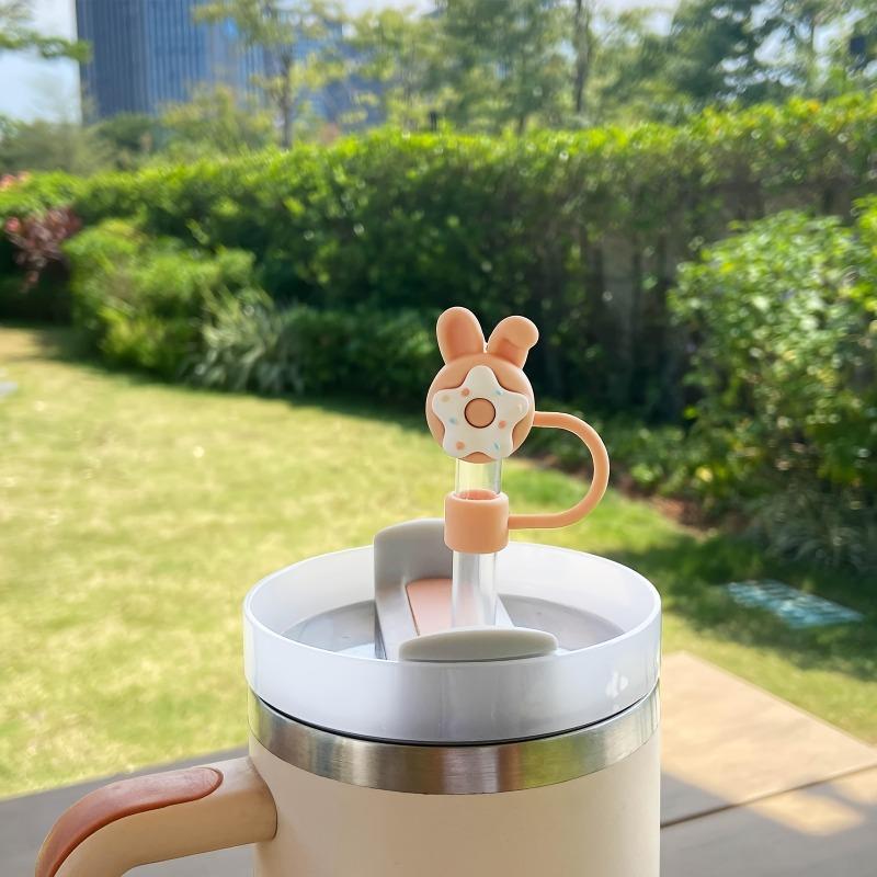 4pcs Cute Animal & Plant Reusable Straw Tips, Dustproof Decorative Cup Accessories