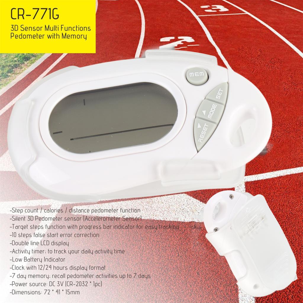 3D Motion Sensor Pedometer 7 Day Data Storage Step Counter for Walking