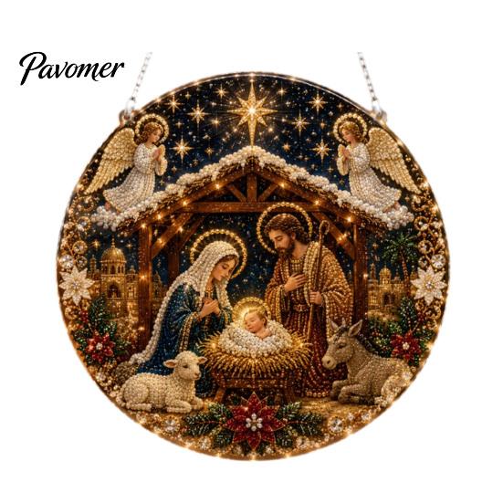 Living Room Holiday Decor Christmas Faux Pearl Art Hanging Ornament Kit, Acrylic Glowing Gift Ideas for Tree Window, DIY Festive Pendant Home Party