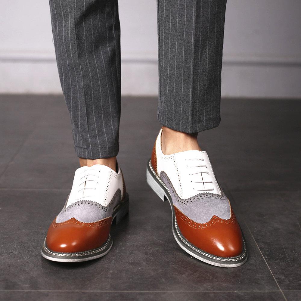 FashionBlock Leather Mens Formal Oxford Shoes Outdoor Lace Up Brogue Business Party Elegant Gentleman Dress Shoes Men Big Size 48