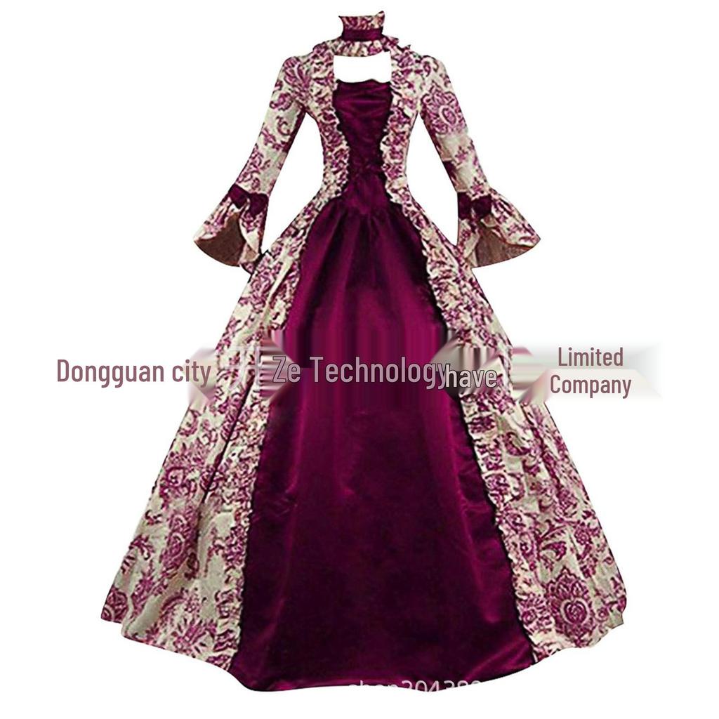 6-farbiges viktorianisch-gotisches Prinzessinnen-Ballkleid Kostüm für Halloween