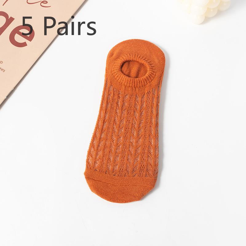 5 Par Letnich Cienkich Skarpetek Stopki Damskich, Nie Zsuwających się z Pięty, Silikonowe Antypoślizgowe Niewidoczne Krótkie Skarpetki, Skarpetki do Klimatyzacji, Skarpetki Siateczkowe