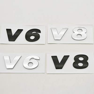 3D ABS Car Letters Logo V6 V8 Badge Sticker Rear Trunk Emblem For Volkswagen VW Phaeton Golf Mk3 Mk4 Mk5 Tiguan Atlas CC Arteon
