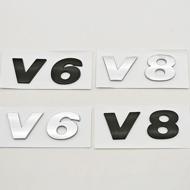 3D ABS Car Letters Logo V6 V8 Badge Sticker Rear Trunk Emblem For Volkswagen VW Phaeton Golf Mk3 Mk4 Mk5 Tiguan Atlas CC Arteon